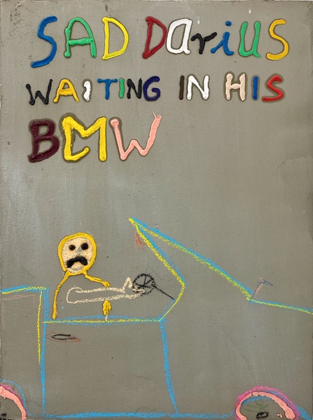 Mateusz von Motz: Sad Darius BMW, 2021, concrete, oil paint, 60 x 80 x 6 cm

